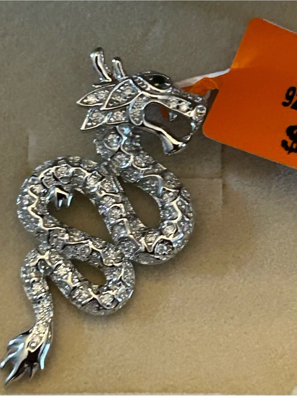 Men’s 2.00CTW Moissanite 925 Sterling Silver Serpent Snake Pendant